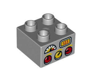 LEGO Duplo Gris pierre moyen Brique 2 x 2 avec Dashboard dials (3437 / 20706)