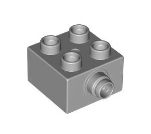 LEGO Duplo Medium Stone Gray Brick 2 x 2 with Pin Joint (22881)