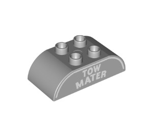 LEGO Duplo Mittleres Steingrau Backstein 2 x 4 mit Gebogen Sides mit "Tow Mater" (68477 / 98223)