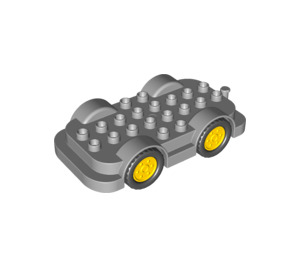 LEGO Duplo Medium Steengrijs Wheelbase 4 x 8 met Geel Wielen (15319 / 24911)
