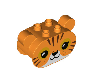 LEGO Duplo Orange Brick 2 x 4 x 2.5 with Tiger Ears (74953)