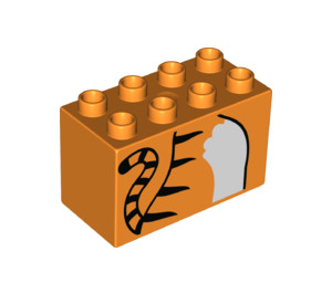 LEGO Duplo Orange Brique 2 x 4 x 2 avec tigre Upper Corps et Queue (31111 / 43526)