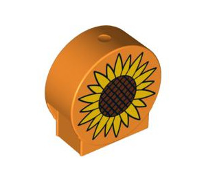 LEGO Duplo Orange Round Sign with Sunflower with Round Sides (41970 / 84614)