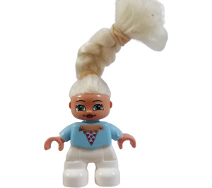 LEGO Duplo Princezna, Bílá Nohy, Bright Světlo Modrá Horní, Blond Combing Vlasy Figurka Duplo