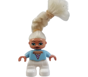 LEGO Duplo Princess, blanc Jambes, Bright Light Bleu Haut, Blond Combing Cheveux Duplo Figure