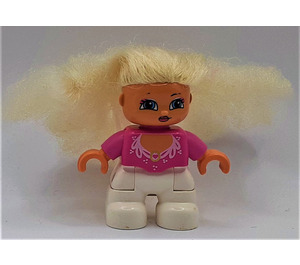 LEGO Duplo Princesa, Blanco Piernas, Dark Rosa Parte superior, Blond Combing Pelo Figura Duplo