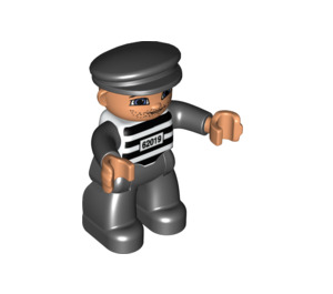 LEGO Duplo Prisonnier avec Noir et Blanc Striped Chemise et Number 62019 avec Lumière Chair Mains Figurine Duplo