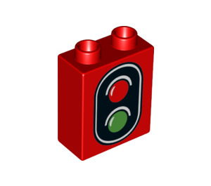 LEGO Duplo Red Brick 1 x 2 x 2 with Traffic Light without Bottom Tube (49564 / 52381)