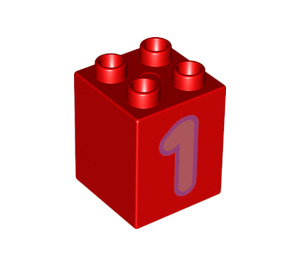 Duplo rouge Brique 2 x 2 x 2 avec Number 1 (31110 / 77918)