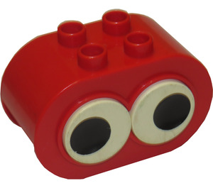 LEGO Duplo rouge Brique 2 x 4 x 2 Arrondi Ends avec Deux Adjustable Yeux