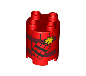 LEGO Duplo Red Round Brick 2 x 2 x 2 with Dynamite (43511 / 98225)