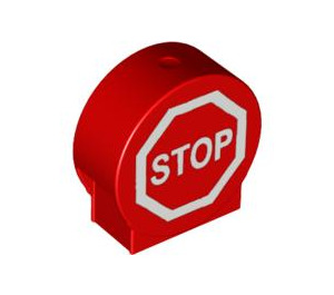 LEGO Duplo Rood Ronde Sign met Wit 'STOP' sign met ronde zijkanten (41970 / 43037)