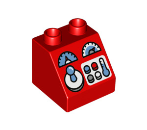 LEGO Duplo Red Slope 2 x 2 x 1.5 (45°) with Joystick and Buttons (17494 / 49559)