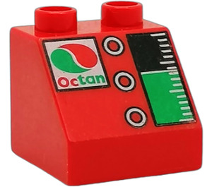 LEGO Duplo Red Slope 2 x 2 x 1.5 (45°) with Octan Fuel (6474)