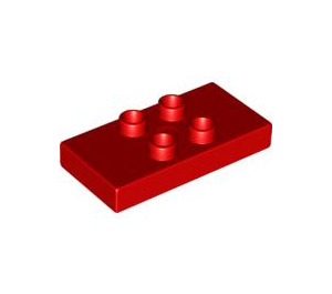 LEGO Duplo Red Tile 2 x 4 x 0.33 with 4 Center Studs (Thick) (6413)