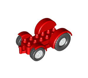 LEGO Duplo rouge Tractor avec blanc roues (24912)