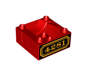 LEGO Duplo Red Train Compartment 4 x 4 x 1.5 with Seat with 4281 (13969 / 98456)
