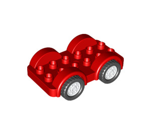 LEGO Duplo rouge Wheelbase 2 x 6 avec blanc Rims et Noir roues (35026)