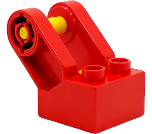 LEGO Duplo Toolo Brick 2 x 2 with Angled Bracket with Forks and Two Screws without Holes on Side