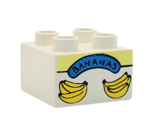Duplo White Brick 2 x 2 with Bananas (3437 / 47717)