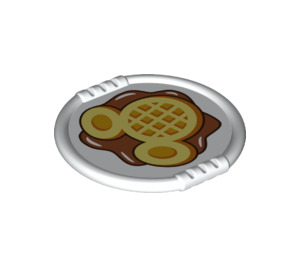 LEGO Duplo Weiß Platte mit Mickey Mouse Logo Waffle mit Syrup (27372 / 77963)