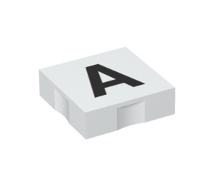 Duplo White Tile 2 x 2 with Side Indents with "A" (6309 / 48456)