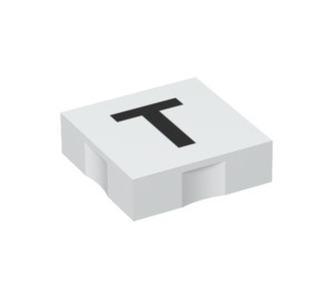 LEGO Duplo blanc Tuile 2 x 2 avec Côté Indents avec "T" (6309 / 48554)