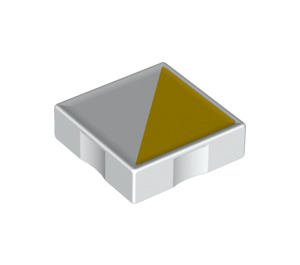 Duplo White Tile 2 x 2 with Side Indents with Yellow Right-angled Triangle (6309 / 48785)