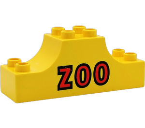 LEGO Duplo Yellow Bow 2 x 6 x 2 with "ZOO" (4197)