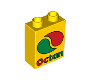 LEGO Duplo Yellow Brick 1 x 2 x 2 with Octan Logo without Bottom Tube (4066 / 63026)
