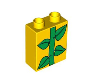LEGO Duplo Yellow Brick 1 x 2 x 2 with Plant Stalk without Bottom Tube (4066 / 84616)