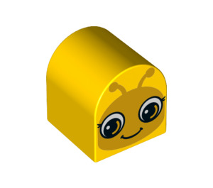 LEGO Duplo Yellow Brick 2 x 2 x 2 with Curved Top with Insect Face Eyes Open Awake / Closed Asleep (3664 / 25186)