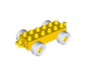 Duplo Yellow Car Chassis 2 x 6 with White Wheels (11248 / 14639)