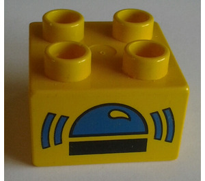 LEGO Duplo Yellow Duplo Brick 2 x 2 with blue light (3437 / 31460)