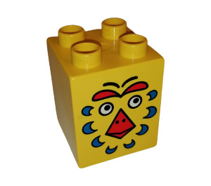 LEGO Duplo Yellow Duplo Brick 2 x 2 x 2 with Bird Face (31110)