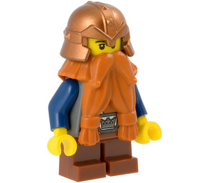 LEGO Dvärg med Orange Skägg och Koppar Hjälm Minifigur