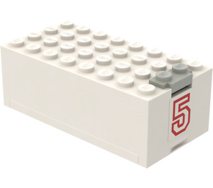 LEGO Electric 9V Battery Doos 4 x 8 x 2.333 Cover met '5' Sticker (4760)