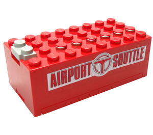 LEGO Electric 9V Accu Doos 4 x 8 x 2.333 Cover met Airport Shuttle Sticker (4760)