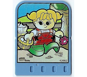 LEGO Explore Story Builder Card Farmyard Fun with girl holding basket with eggs and a flower pattern (43982)