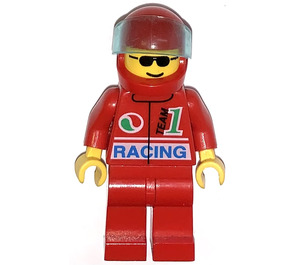 LEGO F1 Driver im rot Helm und Suit Minifigur mit hellblauem Visier