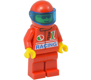 LEGO F1 Driver in Red Helmet and Suit with Dark Blue Visor