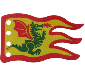 LEGO Fabric Flag 8 x 5 Wave with Red Border and Green Dragon Pattern (Single-Side Print)