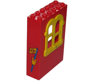 LEGO Fabuland Building Wall 2 x 6 x 7 with Yellow Squared Window with Flag Sticker