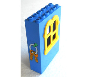 LEGO Fabuland Building Wall 2 x 6 x 7 with Yellow Squared Window with Keys Sticker