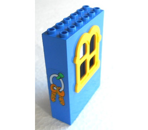 LEGO Fabuland Building mur 2 x 6 x 7 avec Jaune Squared Fenêtre avec Keys Autocollant