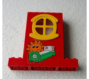 LEGO Fabuland Building Wall Assembly with Bed and Sun sticker from Set 3672 (113532)
