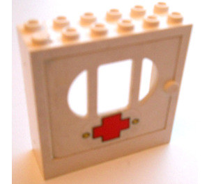 LEGO Fabuland Door Frame 2 x 6 x 5 with White Door with barred oval Window with Sticker