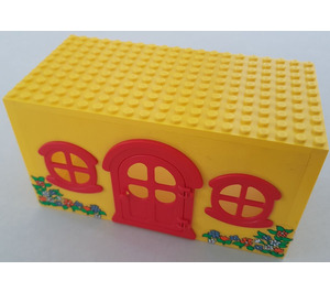 LEGO Fabuland House Bloque con Rojo Puerta y Windows con Flor Pegatina