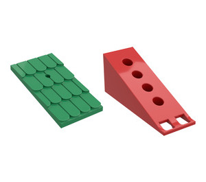 LEGO Fabuland Roof Support with Green Roof Slope and Chimney Hole (787)