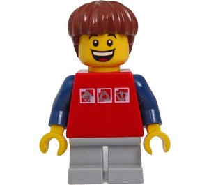 LEGO Fairground Mixer Boy mit Silber Logos auf rot Shirt Minifigur